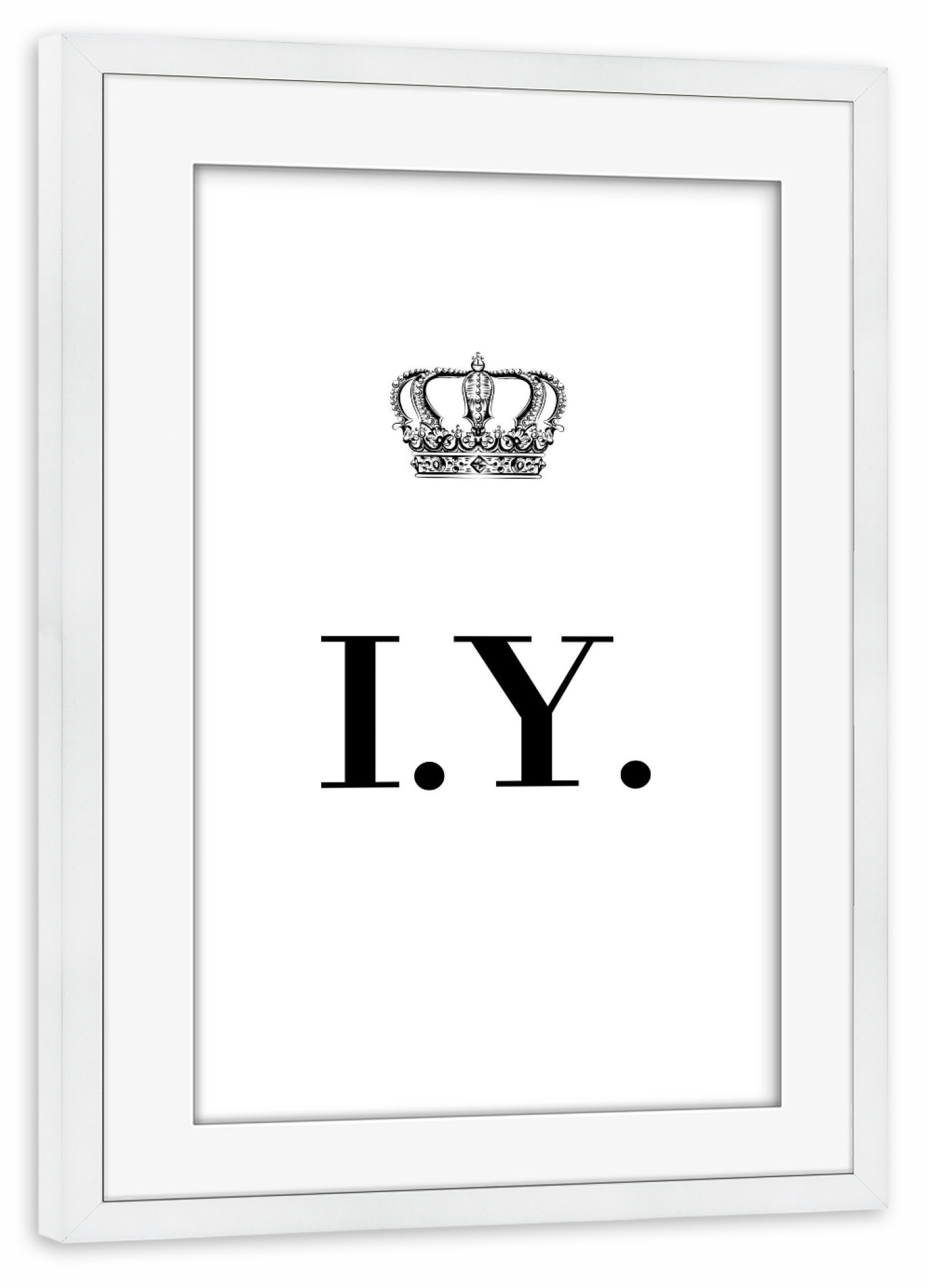 Poster mit Rahmen weiß "King IY" artboxONE - Schwarzweiß,Buchstaben