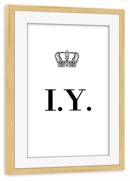 Poster mit Rahmen kiefer "King IY" artboxONE - Schwarzweiß,Buchstaben