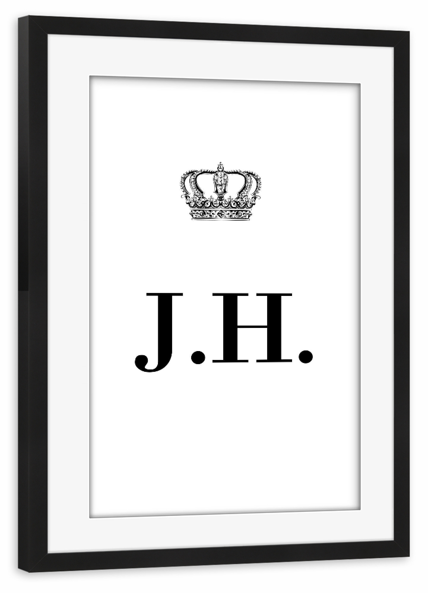 Poster mit Rahmen schwarz "King JH" artboxONE - Schwarzweiß,Buchstaben