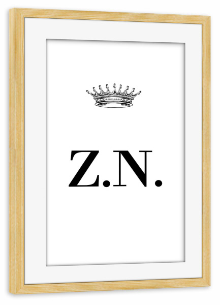 Poster mit Rahmen kiefer "Queen ZN" artboxONE - Schwarzweiß,Buchstaben