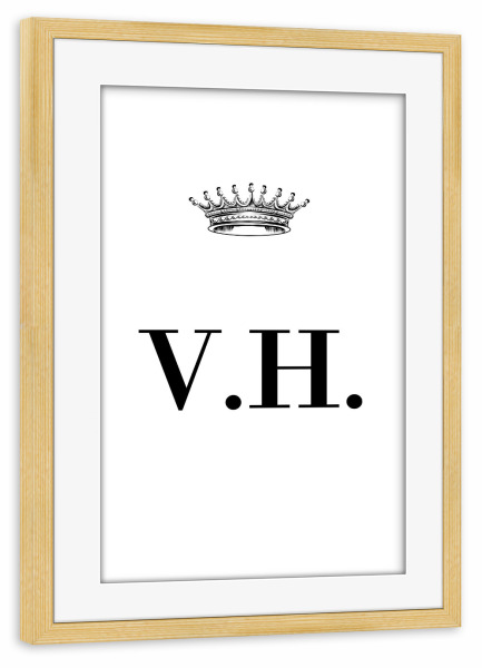 Poster mit Rahmen kiefer "Queen VH" artboxONE - Schwarzweiß,Buchstaben