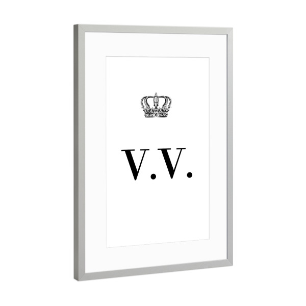 Poster mit Rahmen Silber "King VV" artboxONE - Schwarzweiß,Buchstaben