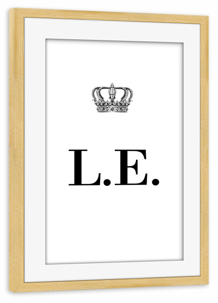 Poster mit Rahmen kiefer "King LE" artboxONE - Schwarzweiß,Buchstaben