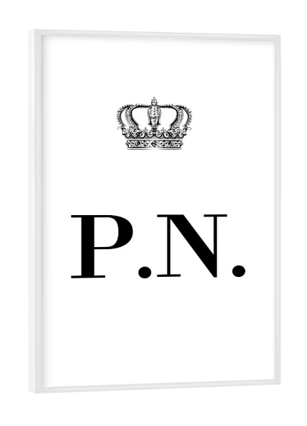 Poster mit weißem Rahmen "King PN" artboxONE - Schwarzweiß,Buchstaben