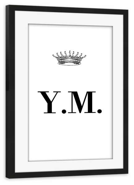 Poster mit Rahmen schwarz "Queen YM" artboxONE - Schwarzweiß,Buchstaben
