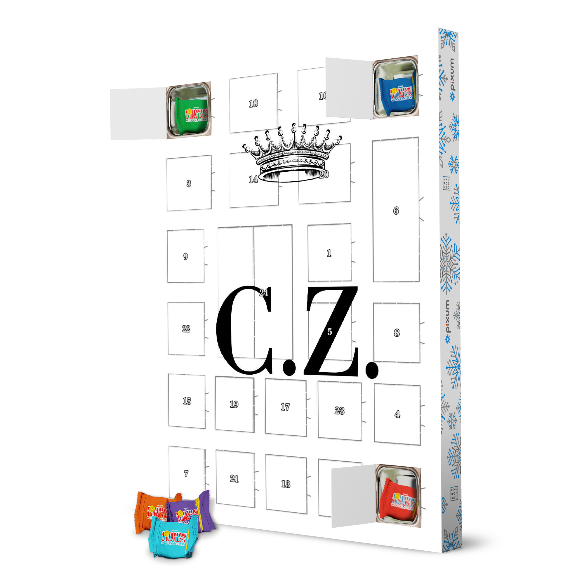 Adventskalender mit Tony's Chocolonely Queen CZ artboxONE Adventskalender Schwarzweiß