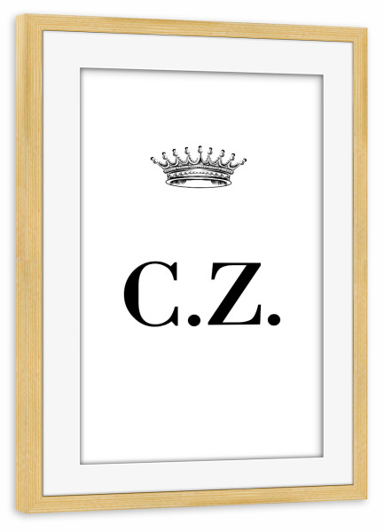 Poster mit Rahmen kiefer "Queen CZ" artboxONE - Schwarzweiß,Buchstaben