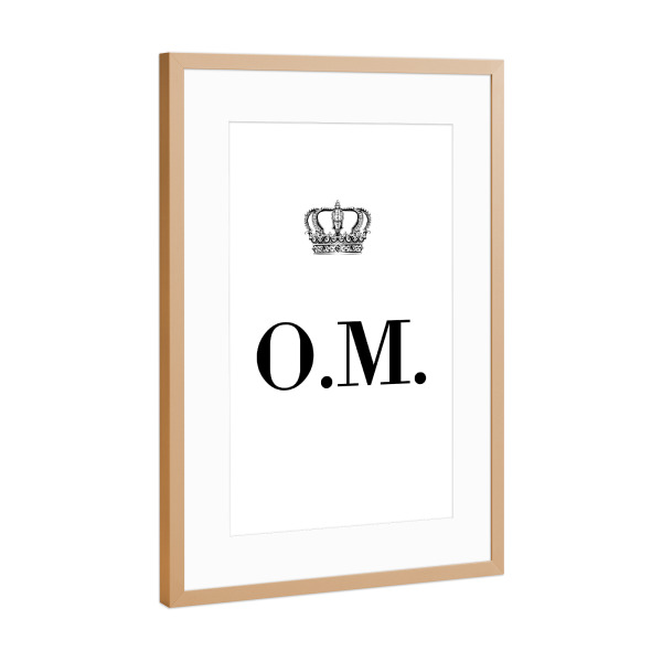 Poster mit Rahmen Kupfer "King OM" artboxONE - Schwarzweiß,Buchstaben