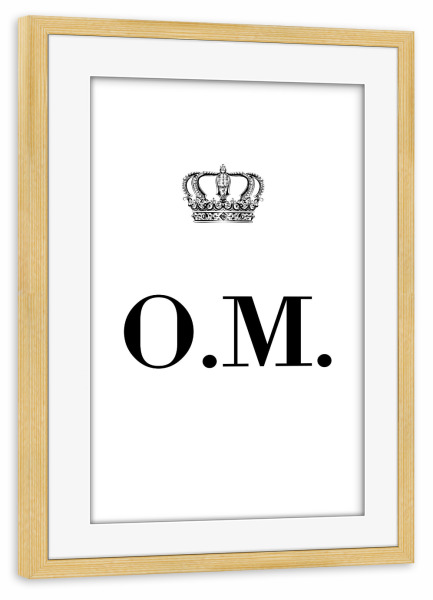 Poster mit Rahmen kiefer "King OM" artboxONE - Schwarzweiß,Buchstaben
