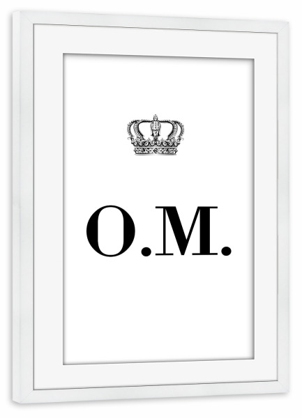 Poster mit Rahmen weiß "King OM" artboxONE - Schwarzweiß,Buchstaben