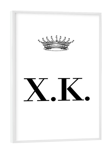 Poster mit weißem Rahmen "Queen XK" artboxONE - Schwarzweiß,Buchstaben