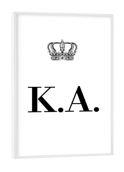 Poster mit weißem Rahmen "King KA" artboxONE - Schwarzweiß,Buchstaben