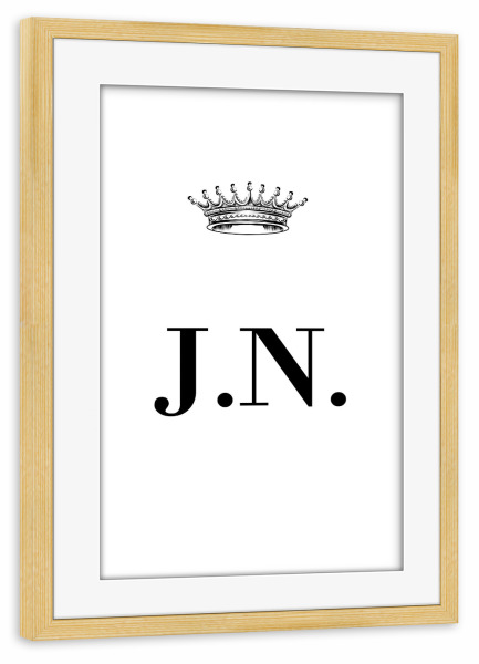 Poster mit Rahmen kiefer "Queen JN" artboxONE - Schwarzweiß,Buchstaben