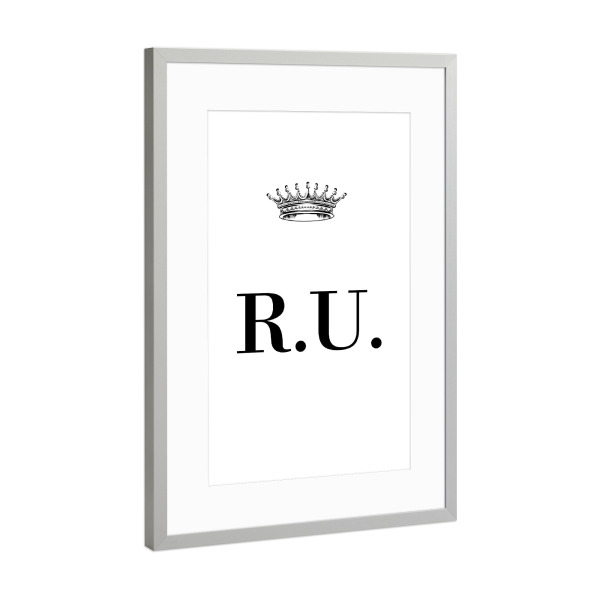 Poster mit Rahmen Silber "Queen RU" artboxONE - Schwarzweiß,Buchstaben