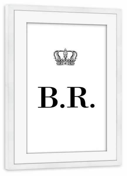 Poster mit Rahmen weiß "King BR" artboxONE - Schwarzweiß,Buchstaben