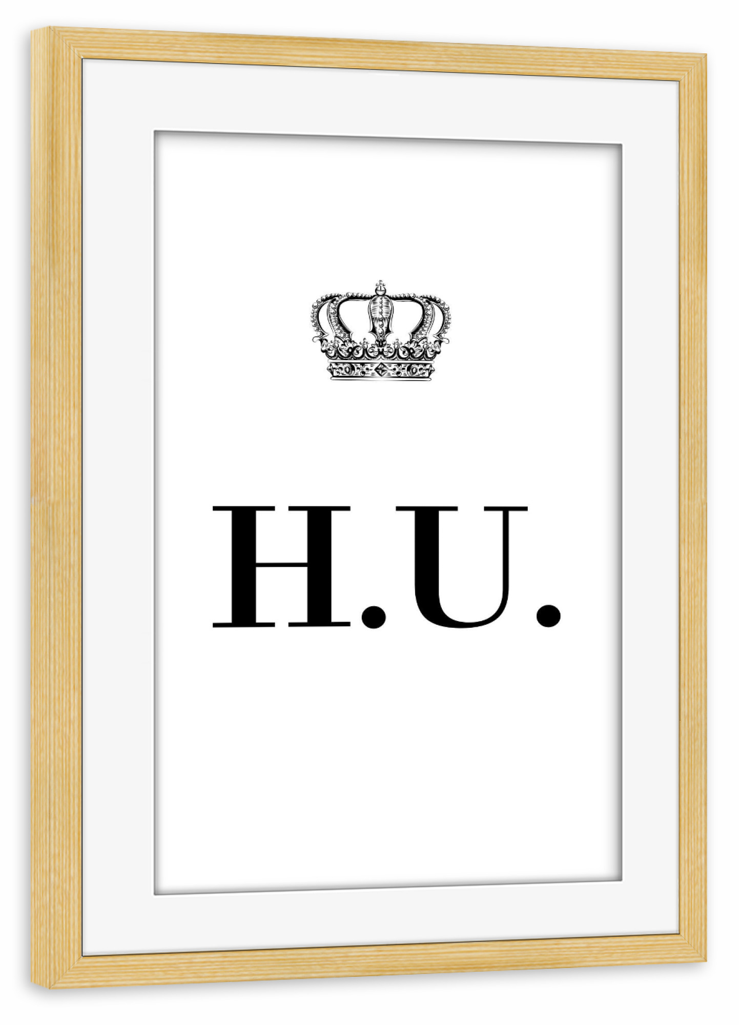 Poster mit Rahmen kiefer "King HU" artboxONE - Schwarzweiß,Buchstaben