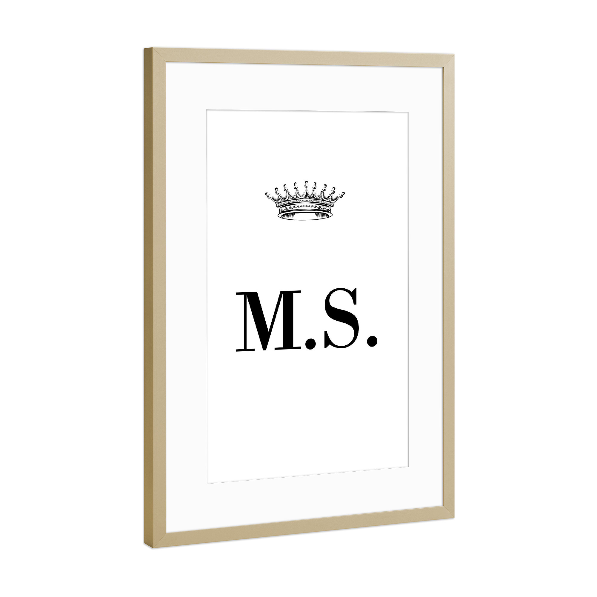 Poster mit Rahmen Gold "Queen MS" artboxONE - Schwarzweiß,Buchstaben