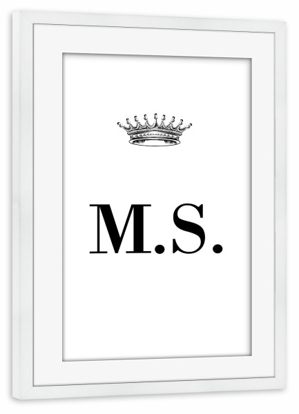 Poster mit Rahmen weiß "Queen MS" artboxONE - Schwarzweiß,Buchstaben