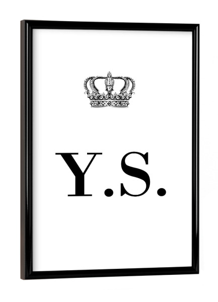 Poster mit schwarzem Rahmen "King YS" artboxONE - Schwarzweiß,Buchstaben