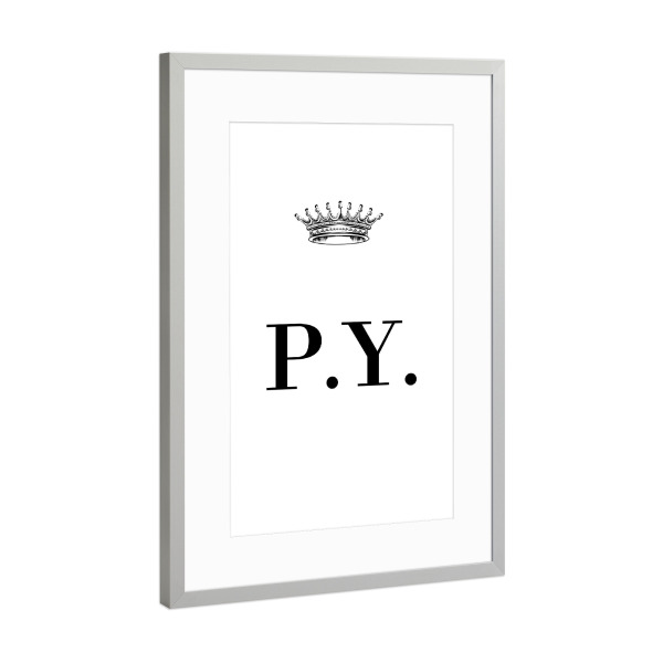 Poster mit Rahmen Silber "Queen PY" artboxONE - Schwarzweiß,Buchstaben