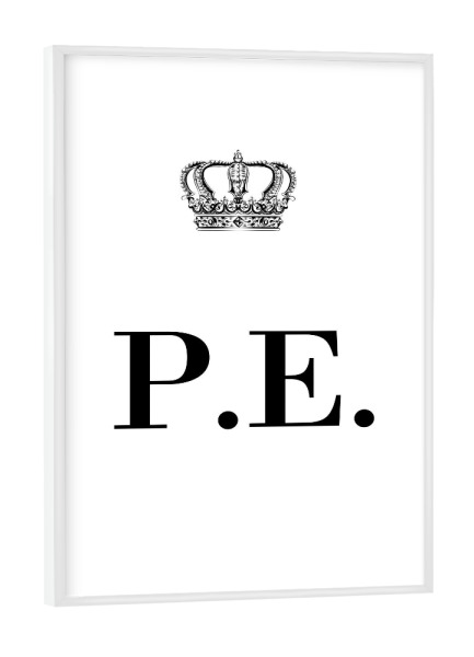 Poster mit weißem Rahmen "King PE" artboxONE - Schwarzweiß,Buchstaben