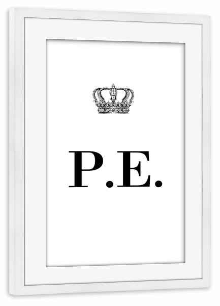 Poster mit Rahmen weiß "King PE" artboxONE - Schwarzweiß,Buchstaben