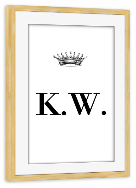 Poster mit Rahmen kiefer "Queen KW" artboxONE - Schwarzweiß,Buchstaben