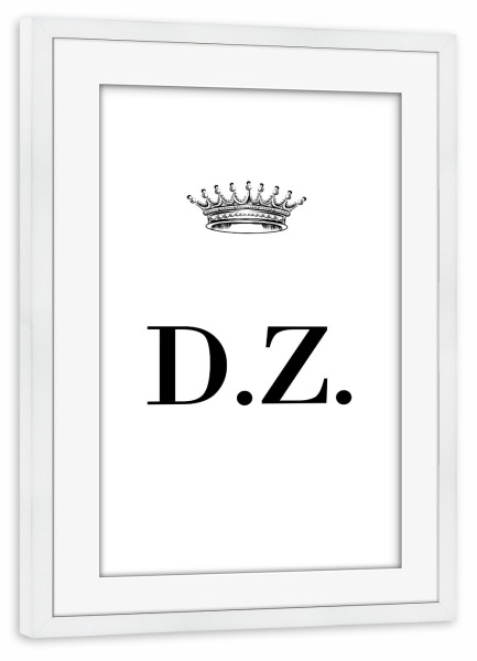 Poster mit Rahmen weiß "Queen DZ" artboxONE - Schwarzweiß,Buchstaben