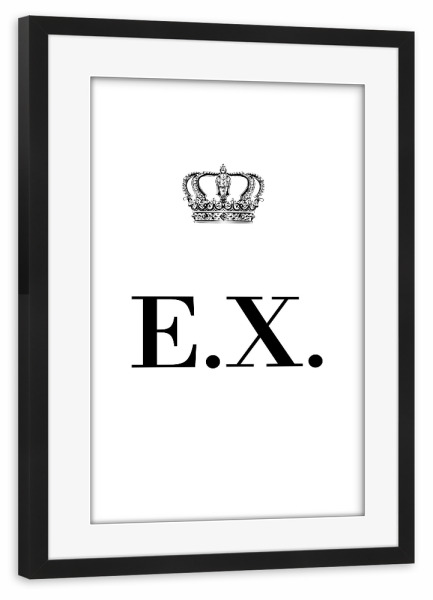 Poster mit Rahmen schwarz "King EX" artboxONE - Schwarzweiß,Buchstaben