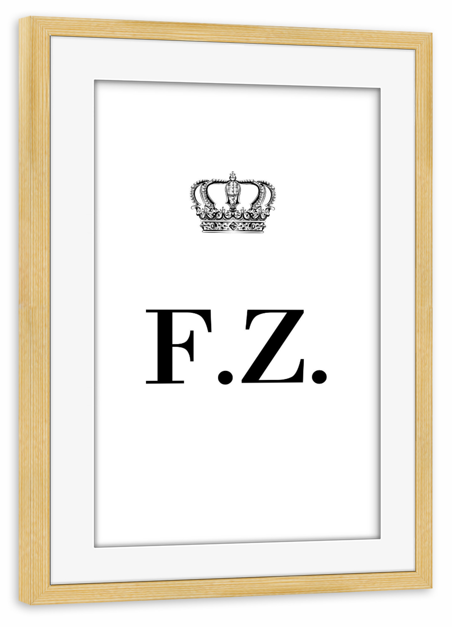 Poster mit Rahmen kiefer "King FZ" artboxONE - Schwarzweiß,Buchstaben