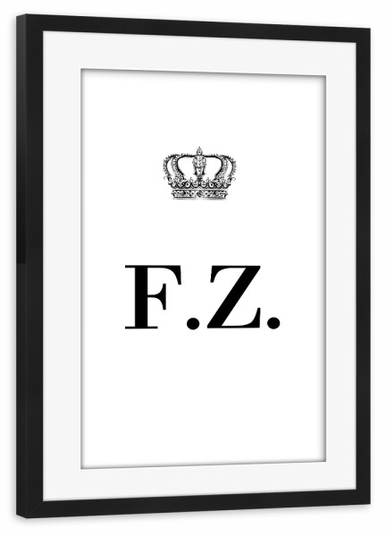 Poster mit Rahmen schwarz "King FZ" artboxONE - Schwarzweiß,Buchstaben
