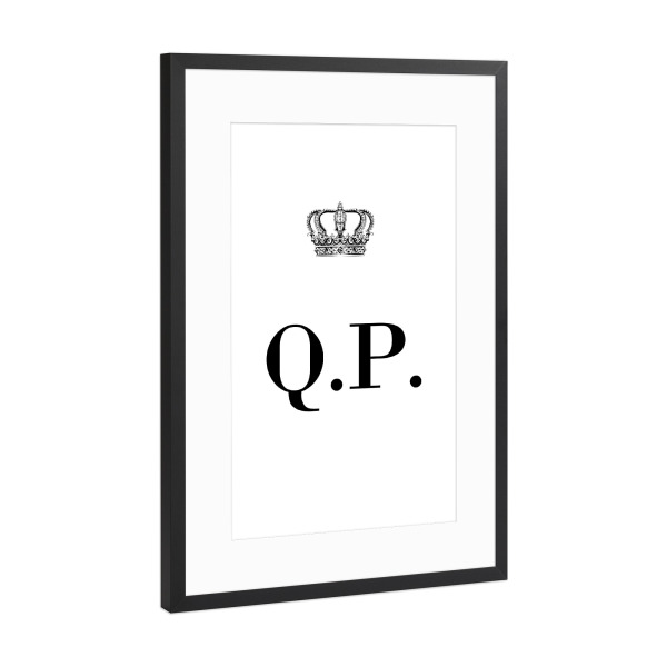 Poster mit Rahmen Schwarz (Metallic) "King QP" artboxONE - Schwarzweiß,Buchstaben