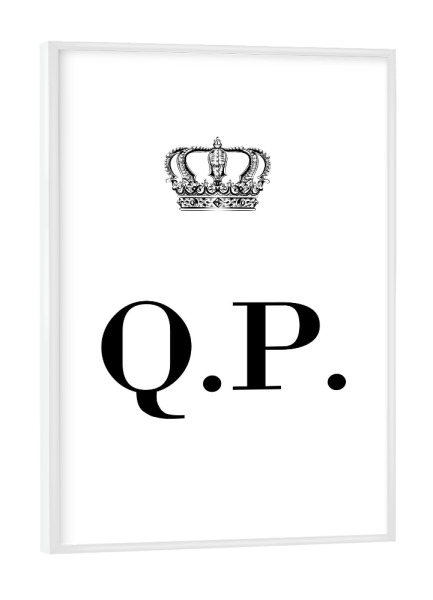 Poster mit weißem Rahmen "King QP" artboxONE - Schwarzweiß,Buchstaben