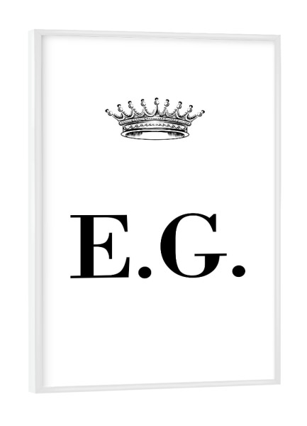Poster mit weißem Rahmen "Queen EG" artboxONE - Schwarzweiß,Buchstaben
