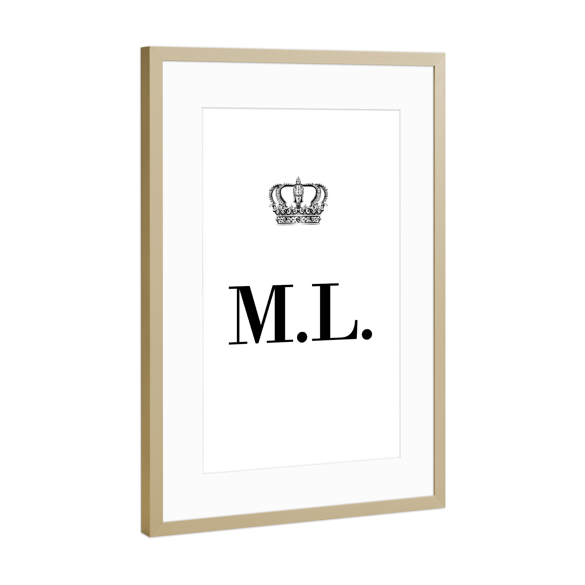 Poster mit Rahmen Gold "King ML" artboxONE - Schwarzweiß,Buchstaben