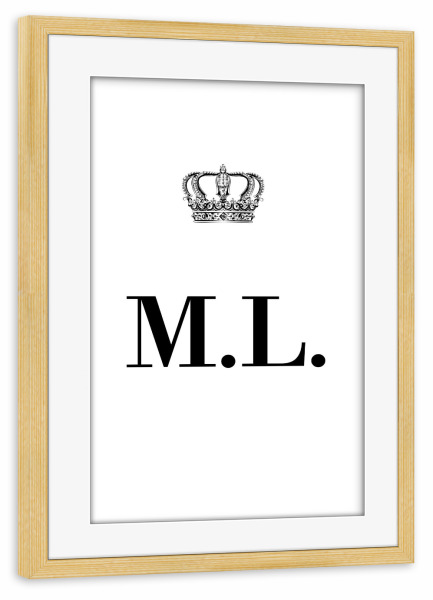Poster mit Rahmen kiefer "King ML" artboxONE - Schwarzweiß,Buchstaben