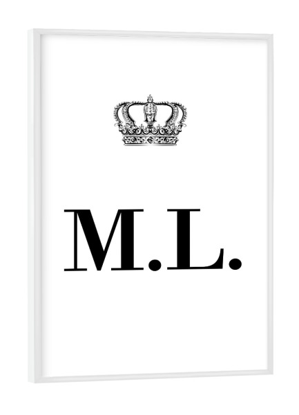 Poster mit weißem Rahmen "King ML" artboxONE - Schwarzweiß,Buchstaben