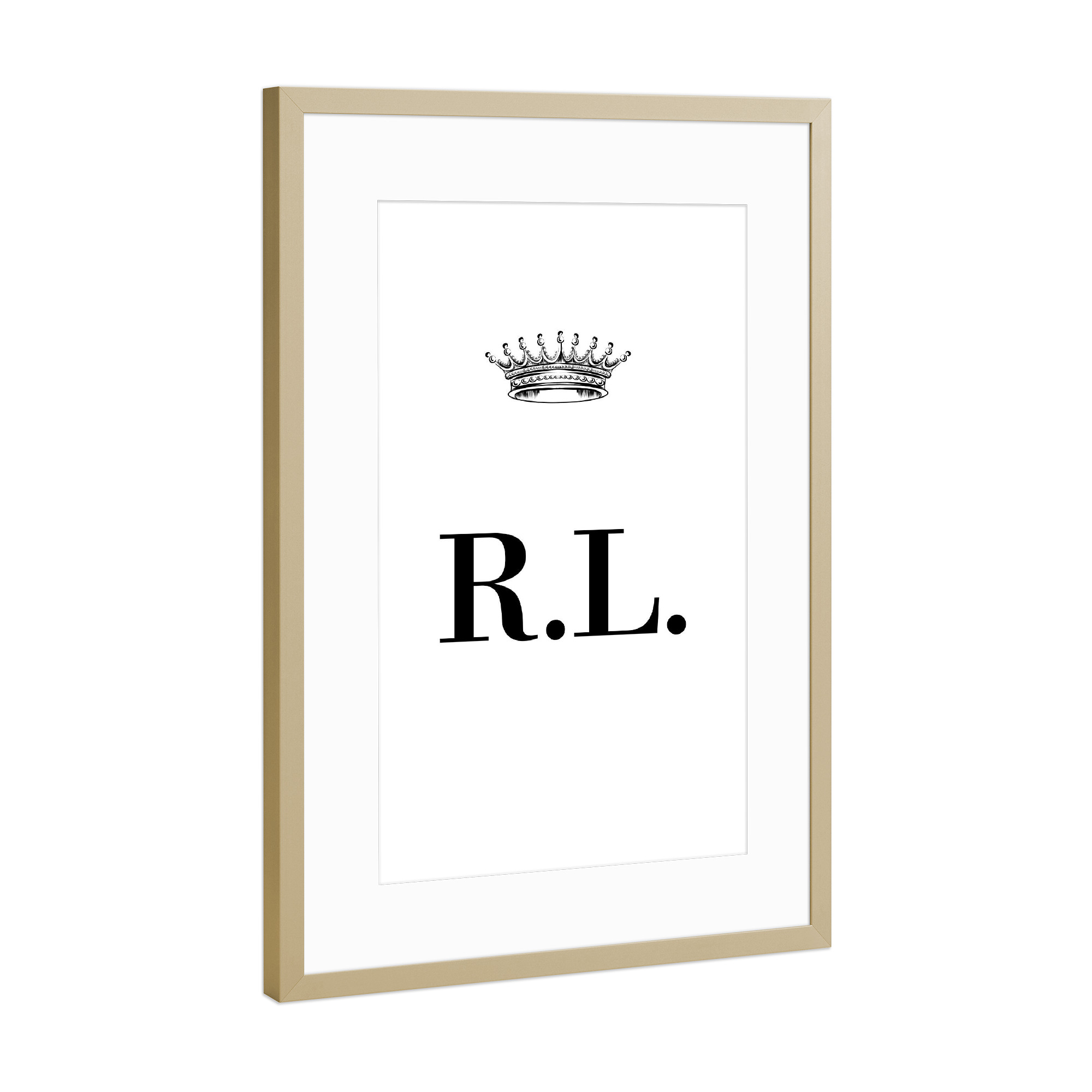 Poster mit Rahmen Gold "Queen RL" artboxONE - Schwarzweiß,Buchstaben