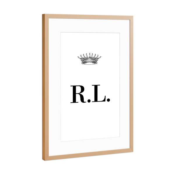 Poster mit Rahmen Kupfer "Queen RL" artboxONE - Schwarzweiß,Buchstaben