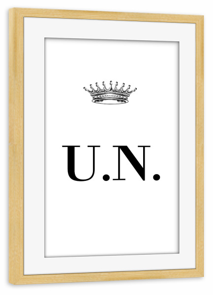 Poster mit Rahmen kiefer "Queen UN" artboxONE - Schwarzweiß,Buchstaben