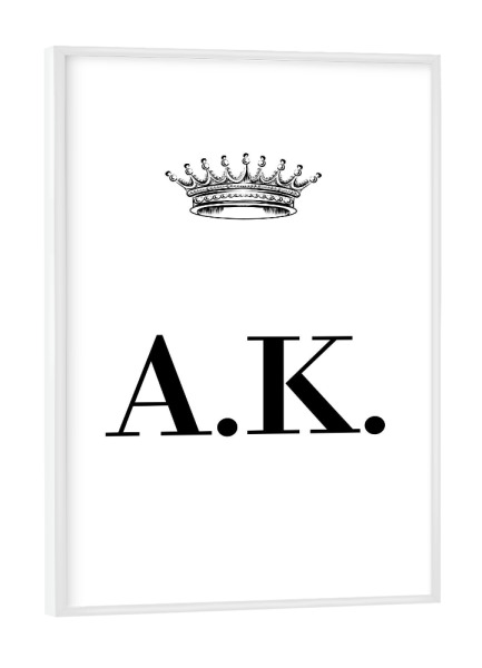 Poster mit weißem Rahmen "Queen AK" artboxONE - Schwarzweiß,Buchstaben