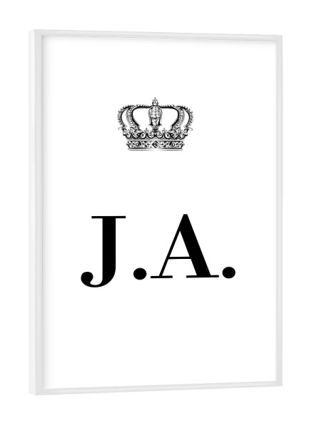 Poster mit weißem Rahmen "King JA" artboxONE - Schwarzweiß,Buchstaben