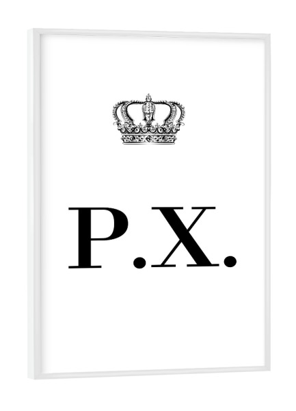 Poster mit weißem Rahmen "King PX" artboxONE - Schwarzweiß,Buchstaben