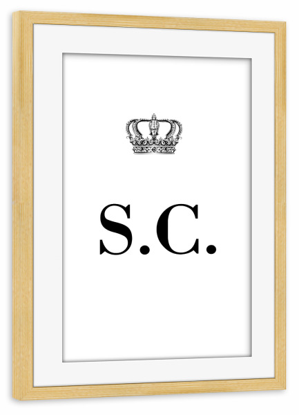 Poster mit Rahmen kiefer "King SC" artboxONE - Schwarzweiß,Buchstaben