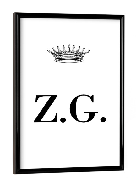 Poster mit schwarzem Rahmen "Queen ZG" artboxONE - Schwarzweiß,Buchstaben