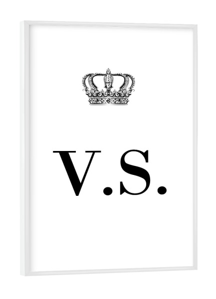 Poster mit weißem Rahmen "King VS" artboxONE - Schwarzweiß,Buchstaben