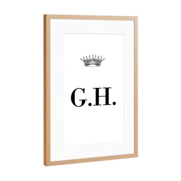 Poster mit Rahmen Kupfer "Queen GH" artboxONE - Schwarzweiß,Buchstaben