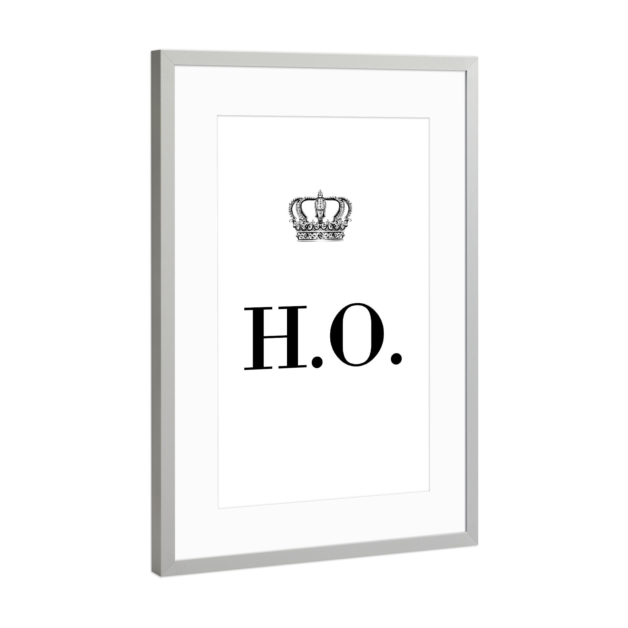 Poster mit Rahmen Silber "King HO" artboxONE - Schwarzweiß,Buchstaben