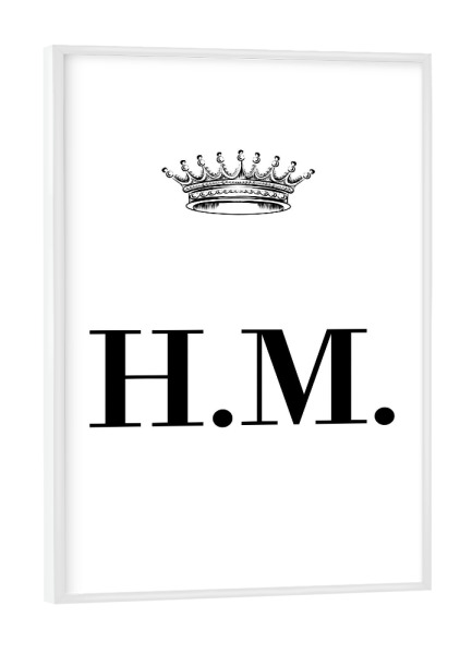 Poster mit weißem Rahmen "Queen HM" artboxONE - Schwarzweiß,Buchstaben