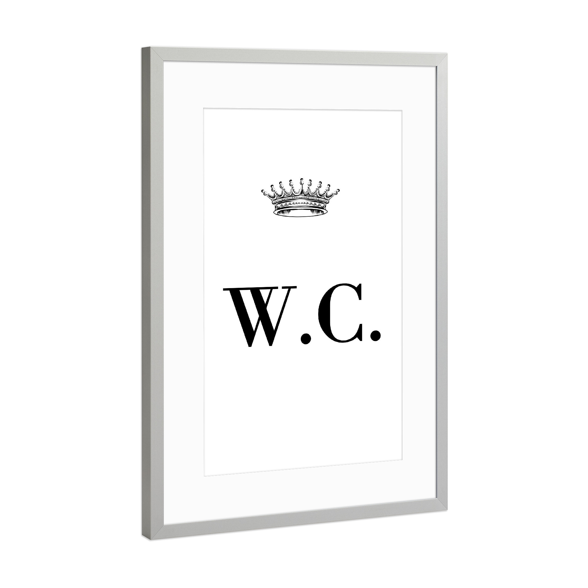 Poster mit Rahmen Silber "Queen WC" artboxONE - Schwarzweiß,Buchstaben